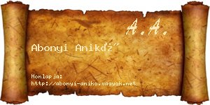 Abonyi Anikó névjegykártya