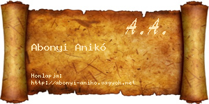Abonyi Anikó névjegykártya